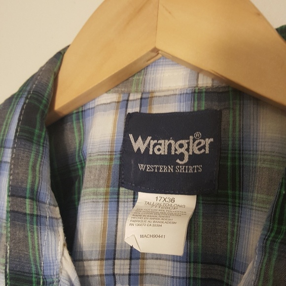 Wrangler long sleeve pearl button snap 17 x 36 T - Picture 2 of 3
